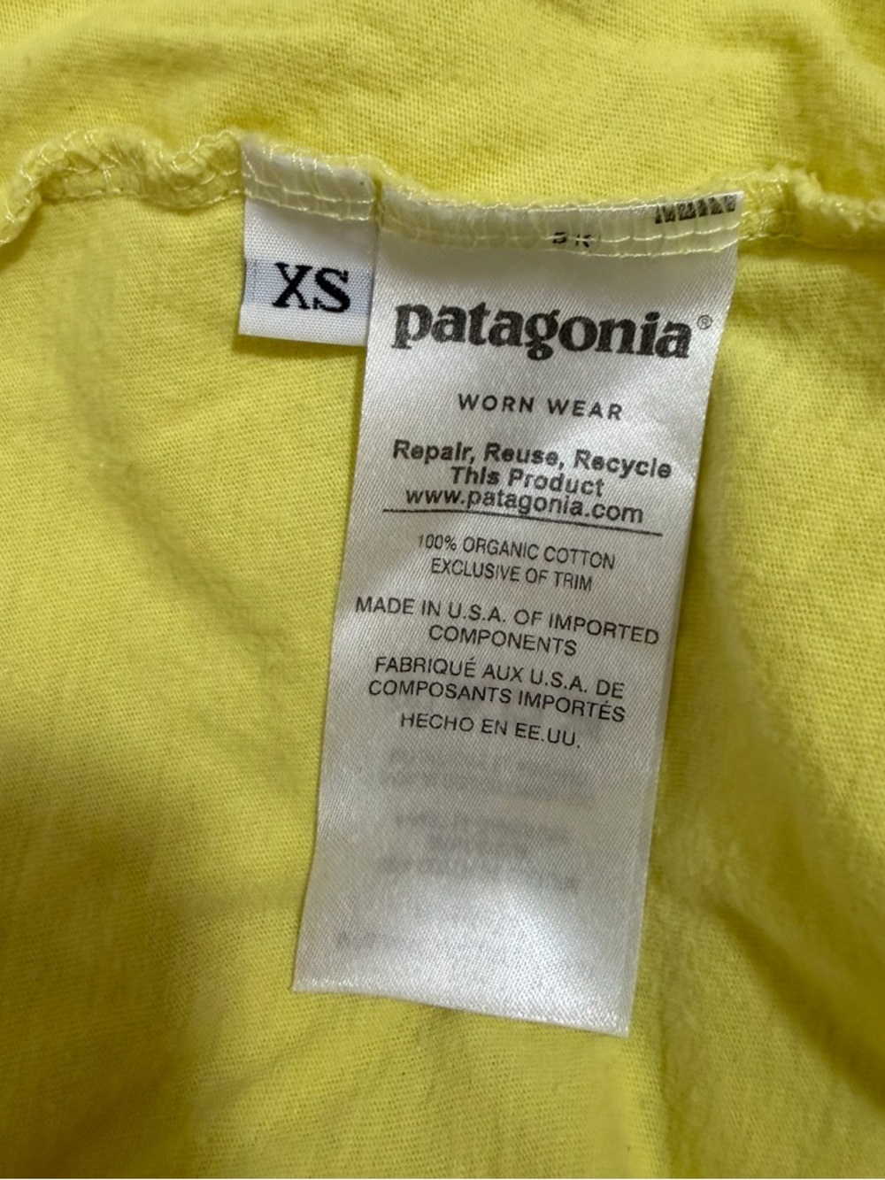 Patagonia Womens Yellow Racerback Graphic Tank Top Organic Cotton Logo Size XS - Picture 6 of 7